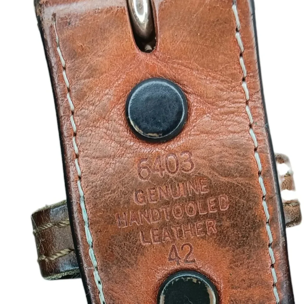 Vintage Handtooled Leather Belt Size 42